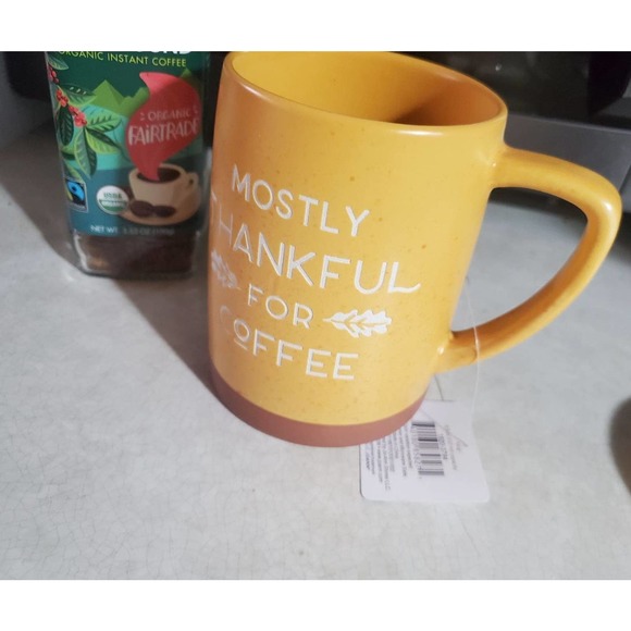Mostly thankful for coffee mug Thanksgiving coffee tea holiday Christmas Xmas - Picture 4 of 5